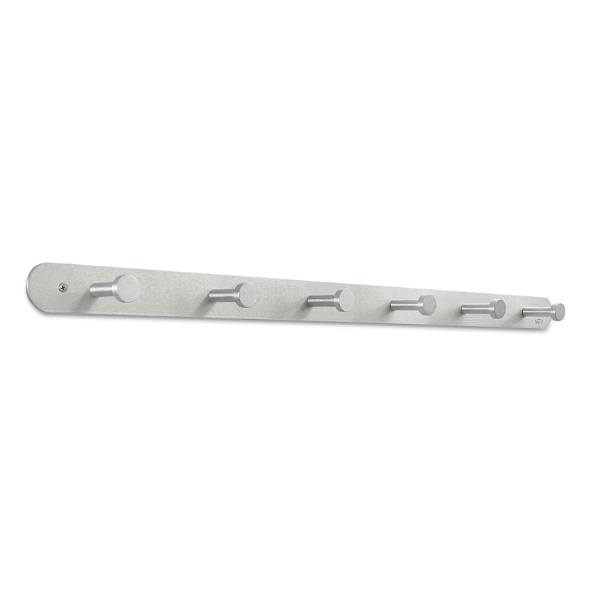 Safco Nail Head Wall Coat Rack, Six Hooks, Metal, 36w x 2.75d x 2h, Satin (4202)