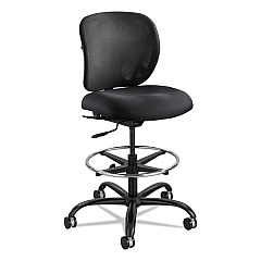 Safco Vue Heavy-Duty Extended-Height Stool, Supports Up to 350 lb, 23" to 32.5" Seat Height, Black Fabric (3394BL)