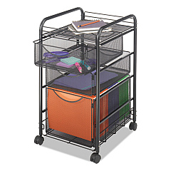 Safco Onyx Mesh Mobile File With Two Supply Drawers, 15.75w x 17d x 27h, Black (5213BL)