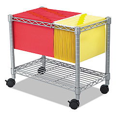 Safco Wire Mobile File, Metal, 1 Shelf, 2 Bins, 14" x 24" x 20.5", Metallic Gray (5201GR)