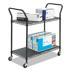 Safco Wire Utility Cart, Two-Shelf, 43.75w x 19.25d x 40.5h, Black (5337BL)