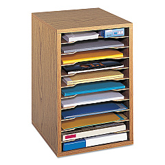 Safco Wood Vertical Desktop Sorter, 11 Sections 10 5/8 x 11 7/8 x 16, Medium Oak (9419MO)