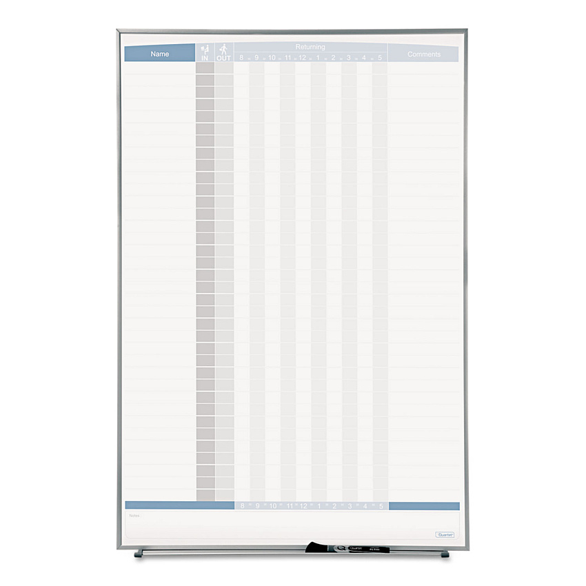 Quartet Vertical Matrix Employee Tracking Board, 34 x 23, Aluminum Frame (33705)