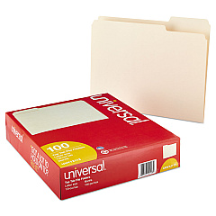 Universal Top Tab Manila File Folders, 1/3-Cut Tabs: Assorted, Letter Size, 0.75" Expansion, Manila, 100/Box (UNV12113)