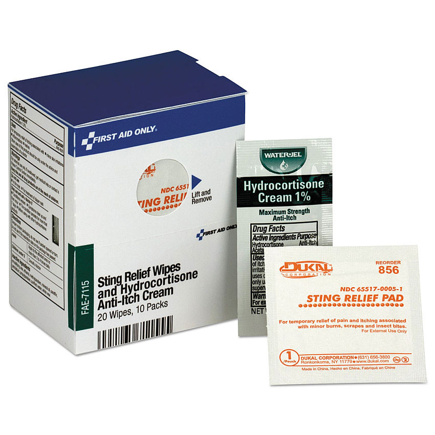 First Aid Only Refill for SmartCompliance Cabinet, 20 Sting Relief Wipes, 10 Hydrocortisone Packs (FAE7115)