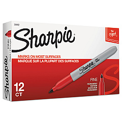 Sharpie Fine Tip Permanent Marker, Fine Bullet Tip, Red, Dozen (30002)