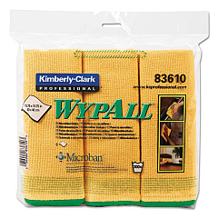 WypAll Microfiber Cloths, Reusable, 15.75 x 15.75, Yellow, 6/Pack (83610)