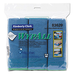 WypAll Microfiber Cloths, Reusable, 15.75 x 15.75, Blue, 6/Pack (83620)