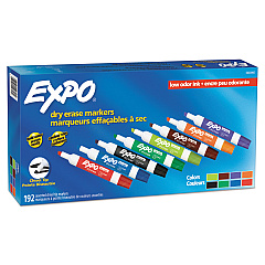 EXPO Low-Odor Dry Erase Marker Office Value Pack, Broad Chisel Tip, Assorted Colors, 192/Pack (2003995)
