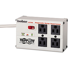 Tripp Lite Isobar Surge Protector, 4 AC Outlets, 6 ft Cord, 3,330 J, Light Gray (ISOBAR4)