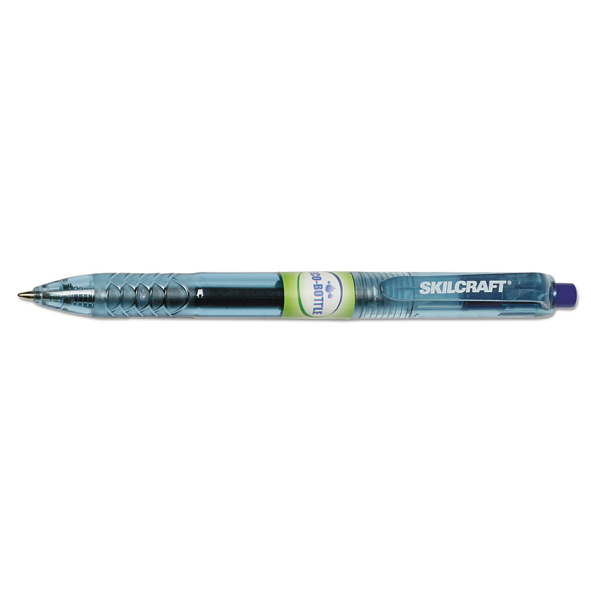 AbilityOne 7520016580392 SKILCRAFT Eco-Bottle Gel Pen, Retractable, Medium 0.7 mm, Blue Ink, Translucent Blue Barrel, Dozen