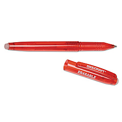 AbilityOne 7520016580387 SKILCRAFT Erasable Re-Write Gel Pen, Stick, Medium 0.7 mm, Red Ink, Red Barrel, Dozen