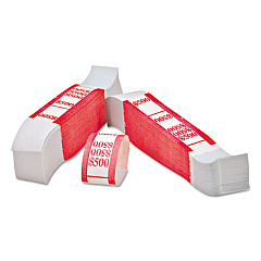 Iconex Color-Coded Kraft Currency Straps, $5 Bill, $500, Self-Adhesive, 1000/Pack (94190063)