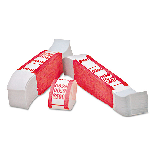 Iconex Color-Coded Kraft Currency Straps, $5 Bill, $500, Self-Adhesive, 1000/Pack (94190063)