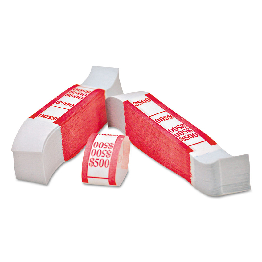 Iconex Color-Coded Kraft Currency Straps, $5 Bill, $500, Self-Adhesive, 1000/Pack (94190063)