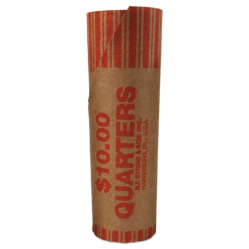 Iconex Preformed Tubular Coin Wrappers, Quarters, $10, 1000 Wrappers/Carton (94190093)