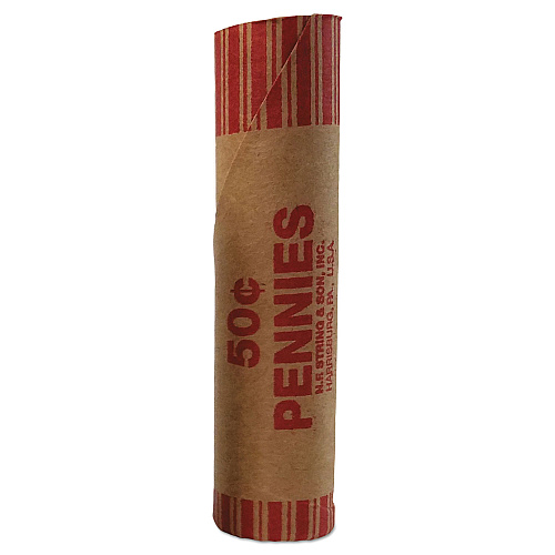 Iconex Preformed Tubular Coin Wrappers, Pennies, $.50, 1000 Wrappers/Carton (65029)