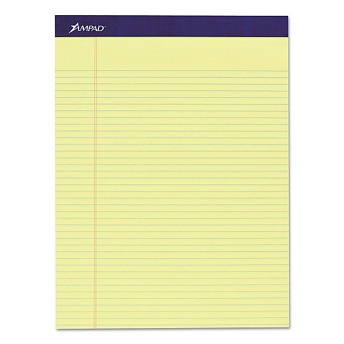 Ampad Legal Ruled Pads, Narrow Rule, 50 Canary-Yellow 8.5 x 11.75 Sheets, 4/Pack (20215)