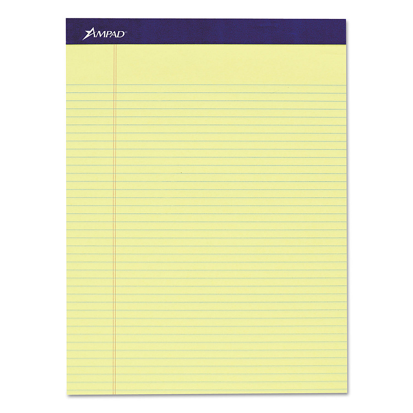 Ampad Legal Ruled Pads, Narrow Rule, 50 Canary-Yellow 8.5 x 11.75 Sheets, 4/Pack (20215)
