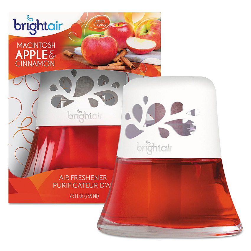 BRIGHT Air Scented Oil Air Freshener, Macintosh Apple and Cinnamon, Red, 2.5 oz, 6/Carton (900022CT)