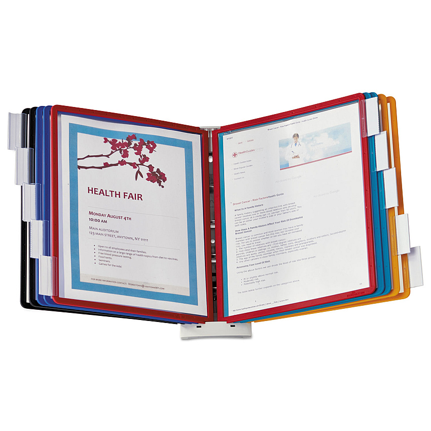 Durable Sherpa Sherpa Wall-Mount Reference System, 10 Gray Panels, Letter, Assorted Borders (554100)