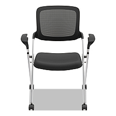 HON VL314 Mesh Back Nesting Chair, Supports Up to 250 lb, Black Seat/Back, Silver Base (VL314SLVR)