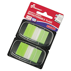 AbilityOne 7510013991152 SKILCRAFT Page Flags, 1 x 1.75, Bright Green, 50 Flags/Dispenser, 2 Dispensers/Pack100/Pack