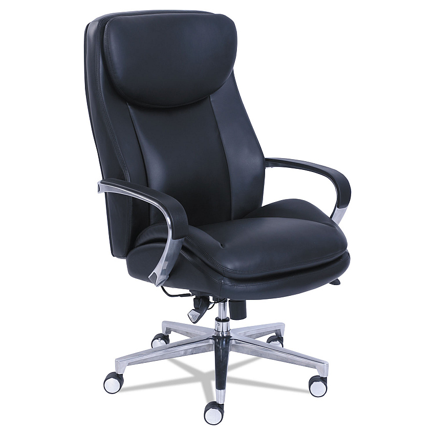 La-Z-Boy Commercial 2000 Big/Tall Executive Chair, Lumbar, Supports 400 lb, 20.25" to 23.25" Seat Height, Black Seat/Back, Silver Base (48956)