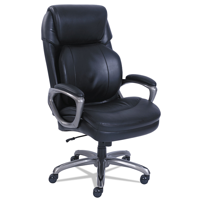 SertaPedic Cosset Big and Tall Executive Chair, Supports Up to 400 lb, 19" to 22" Seat Height, Black Seat/Back, Slate Base (48964)