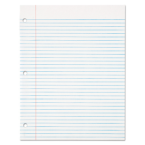 TOPS Filler Paper, 3-Hole, 8.5 x 11, Medium/College Rule, 500/Pack (62349)