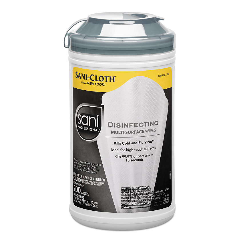 Sani Professional Disinfecting Multi-Surface Wipes, 7.5 x 5.38, 200/Canister (P22884EA)