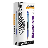 Zebra Jimnie Gel Pen, Stick, Medium 0.7 mm, Blue Ink, Smoke Barrel, 12/Pack (44120)