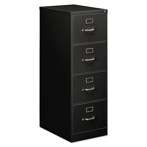 Alera Economy Vertical File, 4 Legal-Size File Drawers, Black, 18.25" x 25" x 52" (ALEHVF1952BL)