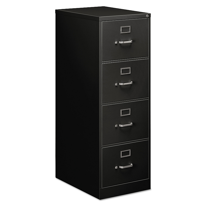 Alera Economy Vertical File, 4 Legal-Size File Drawers, Black, 18.25" x 25" x 52" (ALEHVF1952BL)