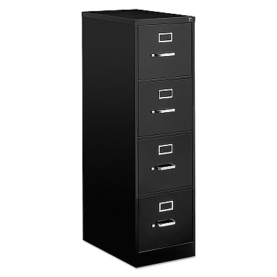 Alera Economy Vertical File, 4 Letter-Size File Drawers, Black, 15" x 25" x 52" (ALEHVF1552BL)