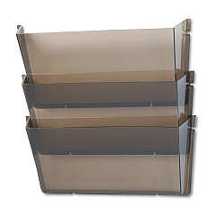 deflecto Unbreakable DocuPocket Wall File, 3 Sections, Letter Size, 14.5" x 3" x 6.5", Smoke, 3/Pack (63602RT)