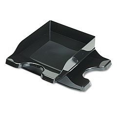 deflecto Docutray Multi-Directional Stacking Tray Set, 2 Sections, Letter to Legal Size Files, 10.13" x 13.63" x 2.5", Black, 2/Pack (63904)