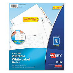 Avery Big Tab Printable White Label Tab Dividers, 8-Tab, Letter, 20 per pack (14435)