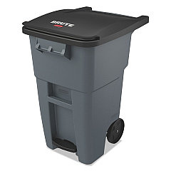 Rubbermaid Commercial Brute Step-On Rollouts, Square, 50 gal, Gray (1971956)