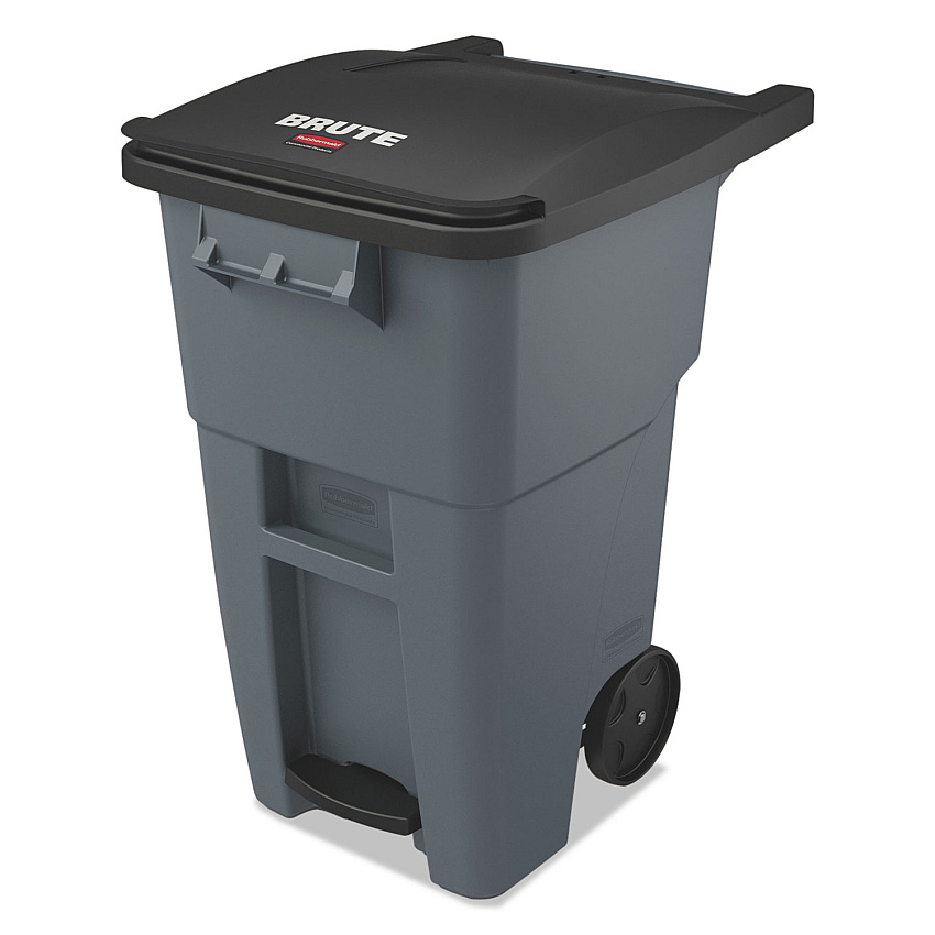 Rubbermaid Commercial Brute Step-On Rollouts, Square, 50 gal, Gray (1971956)