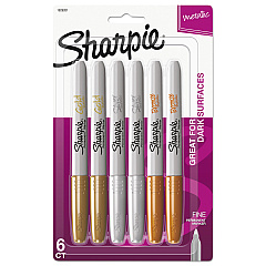 Sharpie Metallic Fine Point Permanent Markers, Fine Bullet Tip, Gold-Silver-Bronze, 6/Pack (1829201)