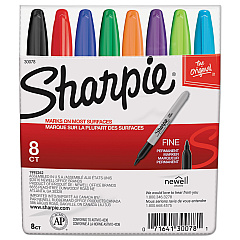 Sharpie Fine Tip Permanent Marker, Fine Bullet Tip, Assorted Colors, 8/Set (30078)
