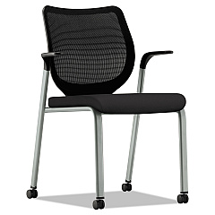 HON Nucleus Series Multipurpose Stacking Chair, ilira-Stretch M4 Back, Supports Up to 300 lb, Black Seat/Back, Platinum Base (N606HCU10T1)