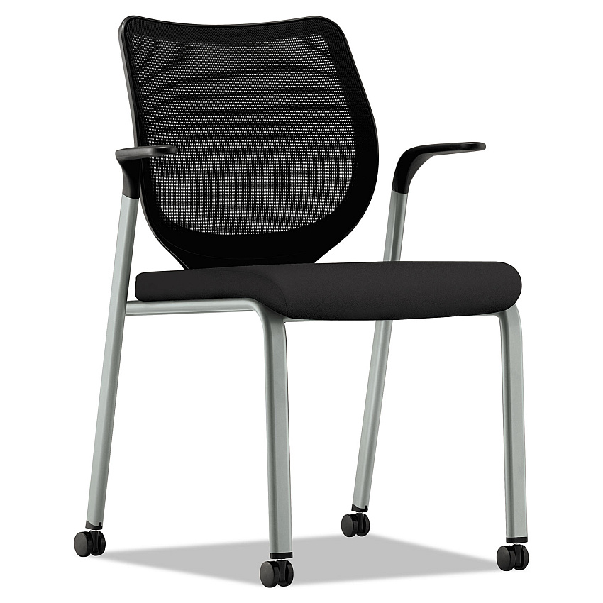 HON Nucleus Series Multipurpose Stacking Chair, ilira-Stretch M4 Back, Supports Up to 300 lb, Black Seat/Back, Platinum Base (N606HCU10T1)