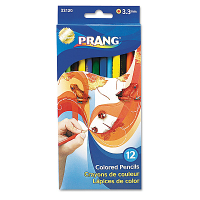Prang Colored Pencil Sets, 3.3 mm, 2B (#1), Assorted Lead/Barrel Colors, Dozen (22120)