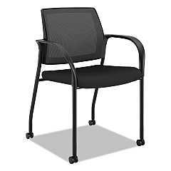 HON Ignition 2.0 4-Way Stretch Mesh Back Mobile Stacking Chair, Supports Up to 300 lb, Black (IS107HIMCU10)