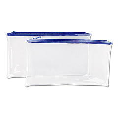 Universal Zippered Wallets/Cases, Transparent Plastic, 11 x 6, Clear/Blue, 2/Pack (UNV69025)
