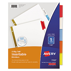Avery Insertable Big Tab Dividers, 5-Tab, Letter (11121)