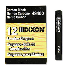 Dixon Lumber Crayons, 4.5 x 0.5, Carbon Black, Dozen (49400)