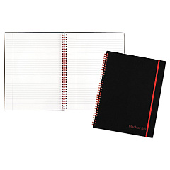 Black n' Red Flexible Cover Twinwire Notebook, SCRIBZEE Compatible, 1 Subject, Wide/Legal Rule, Black Cover, 11 x 8.5, 70 Sheets (K66652)